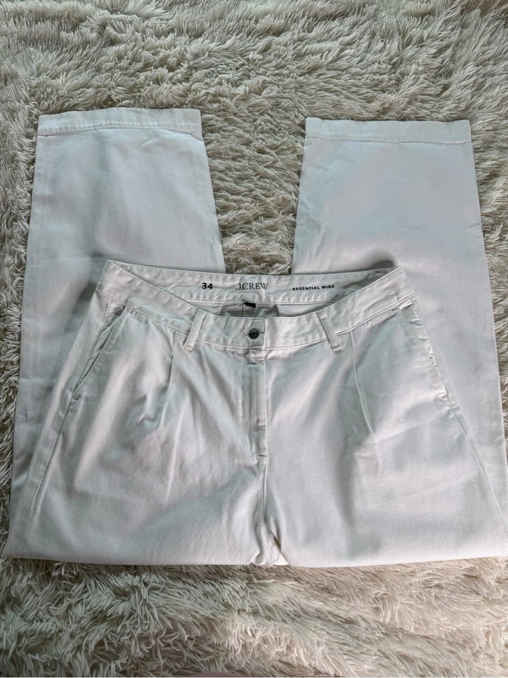 NWT J Crew Wide Leg Essential White Jeans Size 34
